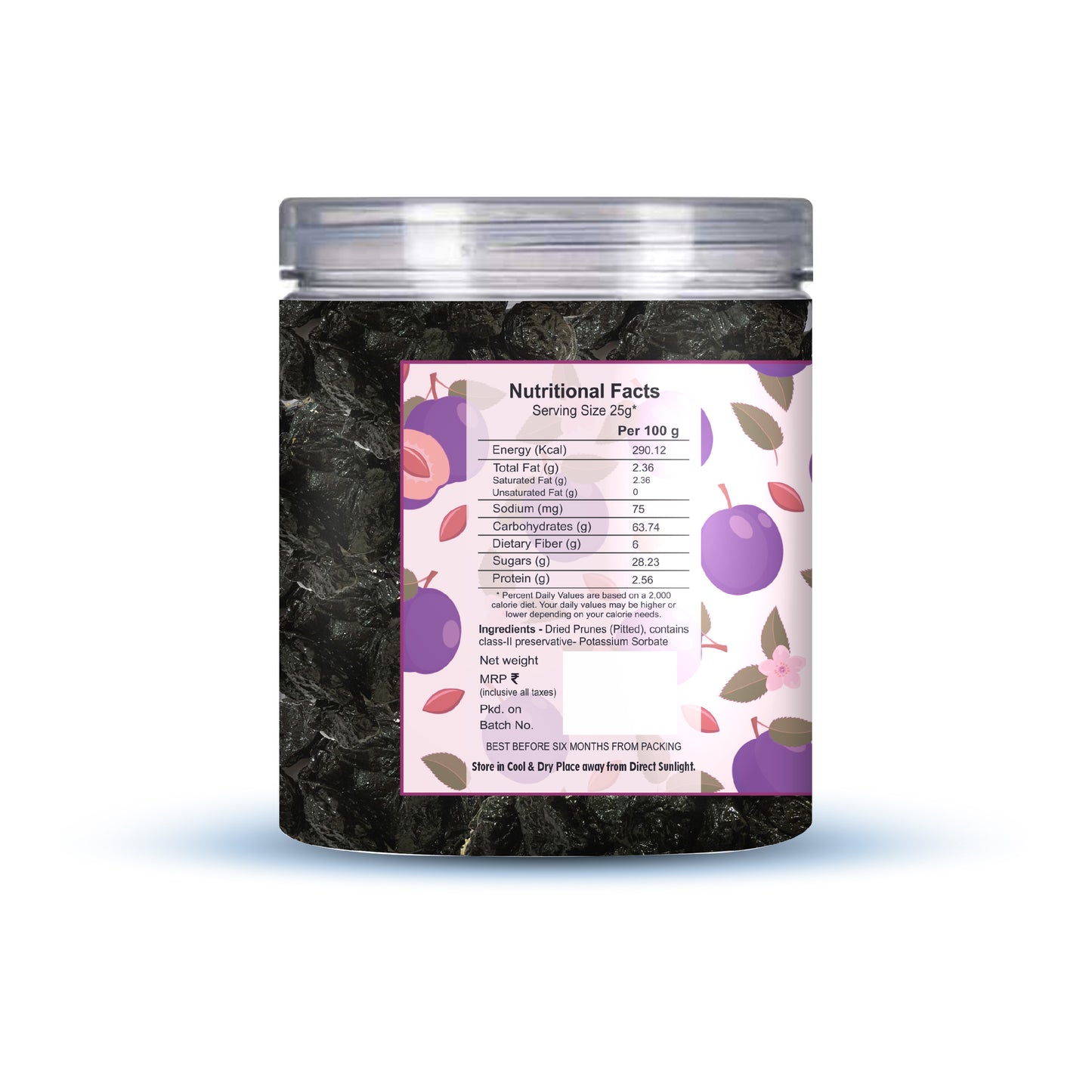 Nutriefoods Premium Dried Pitted Prunes | Vitamin-Rich | 100% Natural Fruit | No Added Additives or Sugar | (250gm)