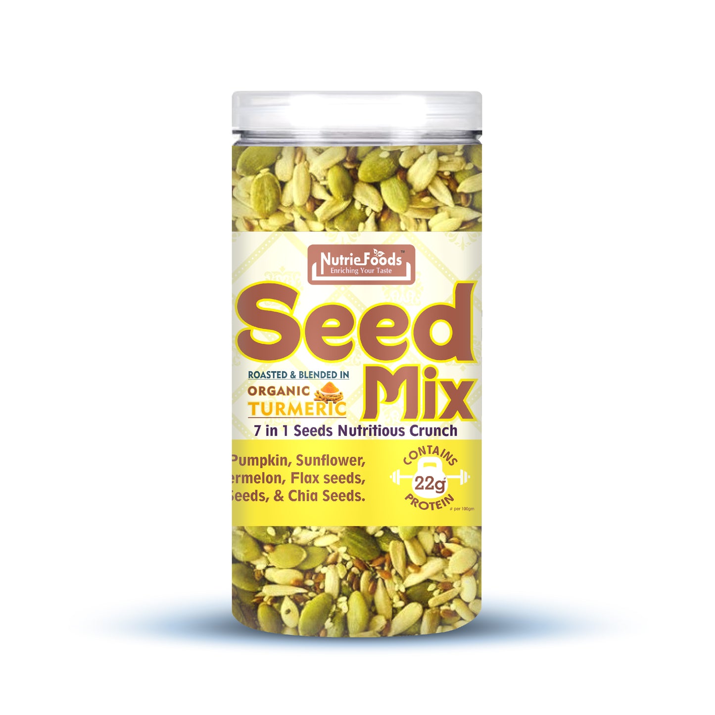 Nutriefoods Nutritious Crunchy Roasted 7 in 1 Seed Mix with Turmeric and Roasted in Himalayan Pink Salt