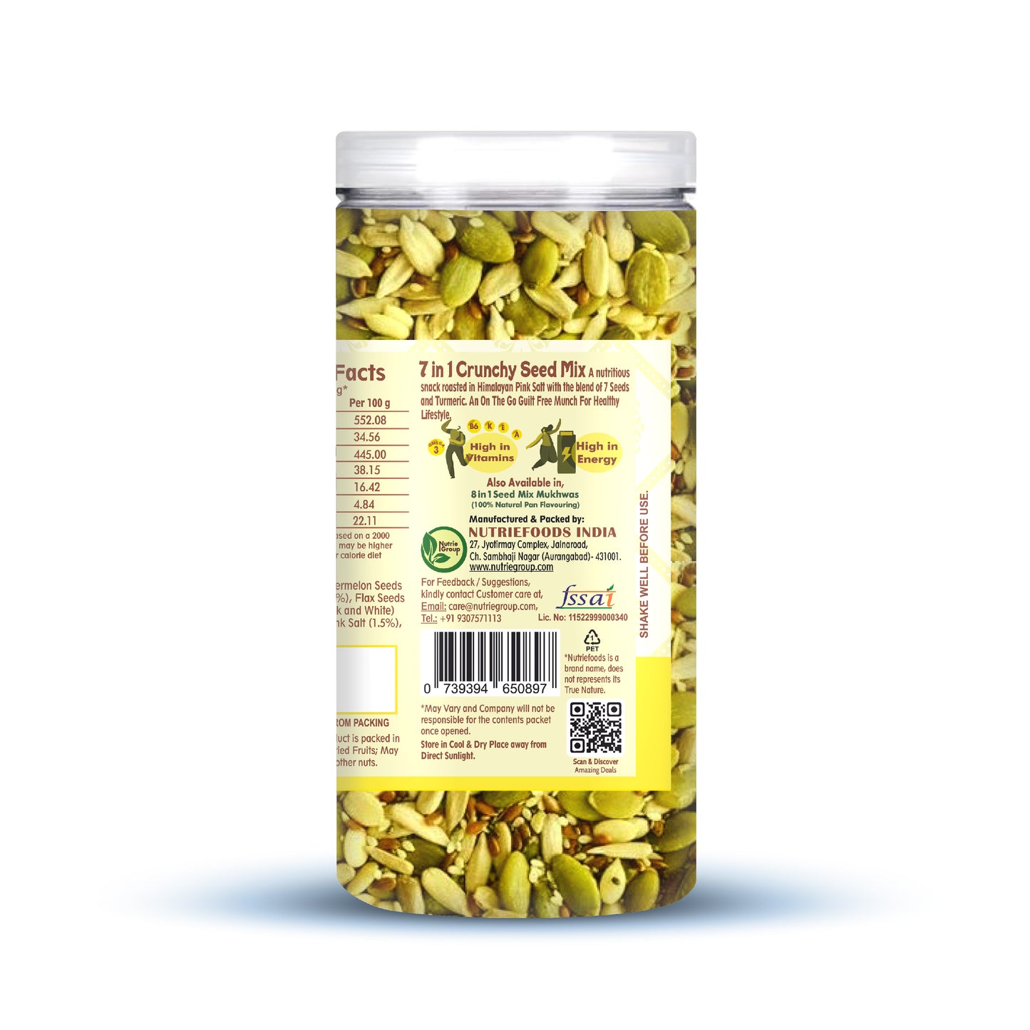 Nutriefoods Nutritious Crunchy Roasted 7 in 1 Seed Mix with Turmeric and Roasted in Himalayan Pink Salt