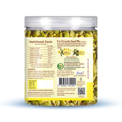 Nutriefoods Nutritious Crunchy Roasted 7 in 1 Seed Mix with Turmeric and Roasted in Himalayan Pink Salt