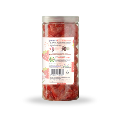 Nutriefoods Premium Dried Strawberry | No Added Artificial Colors, Flavors | 100% Natural Fruit Bites (200g)