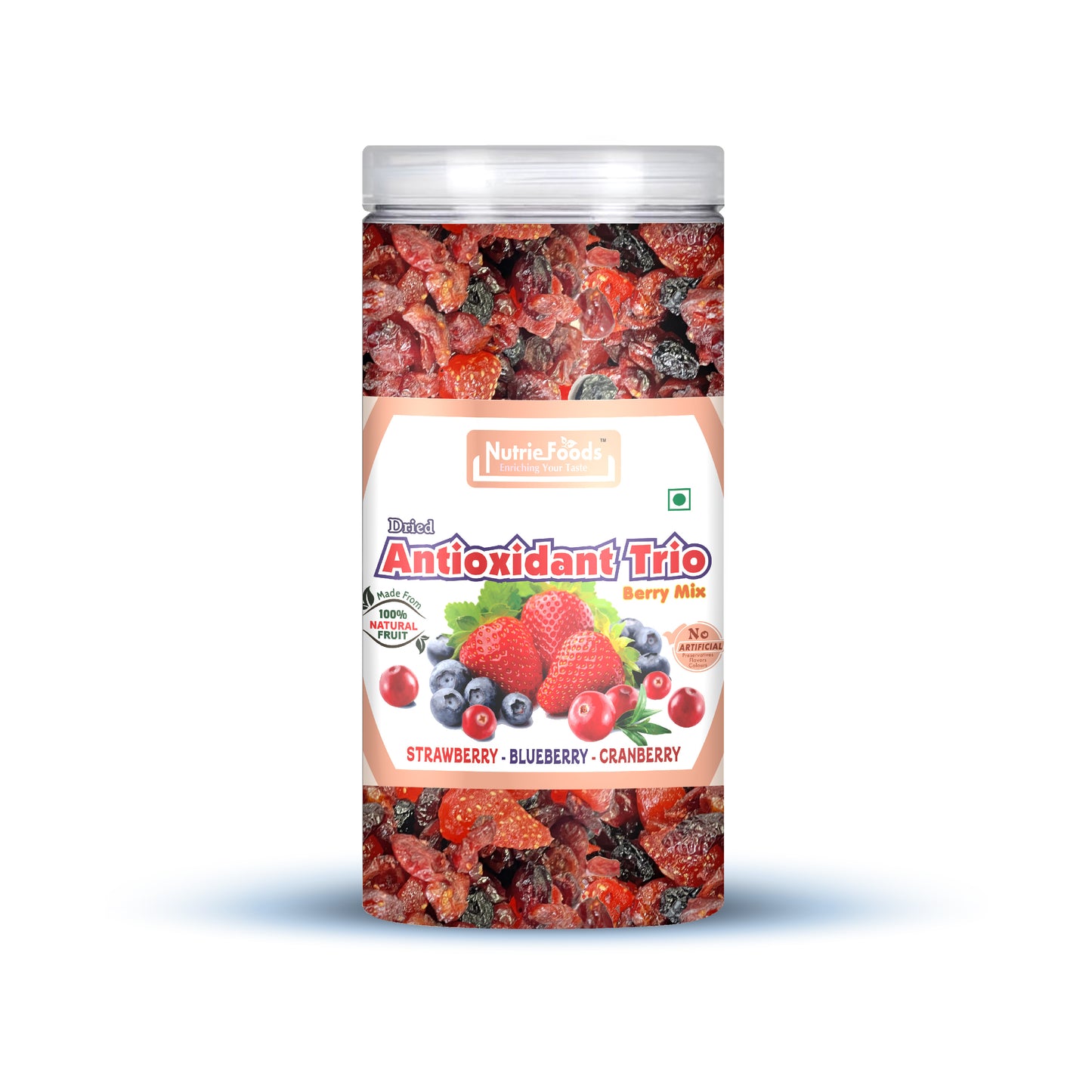 Nutriefoods Antioxidant Trio Berry Mix | Blended with Dried Strawberry, Blueberry and Cranberry