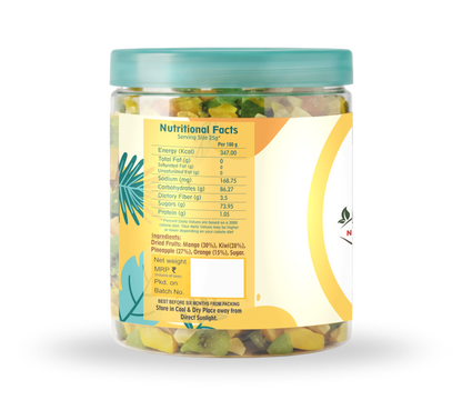 Nutriefoods Tropical Dried Fruit Mix, 100% Natural Blend of Dried Mango, Kiwi, Pineapple, and Oranges (250g)